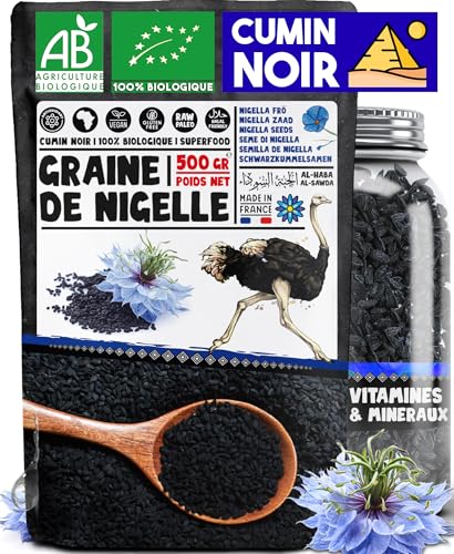 Nabür - 500 gr Graine de Nigelle BIO - Cumin Noir du Fayoûm, Cuisine, Infusion, Pâtisserie, Nigelle graine