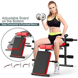 CHEFJOY Multi-function Sit Up Bench, Adjustable Weight Bench with 5 Positions, Smart LCD Monitor, Heavy-duty Steel Frame, Foldable Workout Bench for Home Gym Fitness & Strength Training