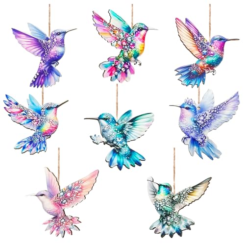 16pcs Hummingbird Christmas is Ornament Hummingbird Hanging Decorations Wooden Bird Artificial Birds for Christmas Wall Home Party Decor