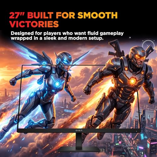 Image of HP OMEN 27 inch FHD 165Hz Gaming Monitor,(68.6cm),FHD(1920 x 1080),400 nits,Pivot-Rotation,Anti-Glare, Eye Ease,8.08kg