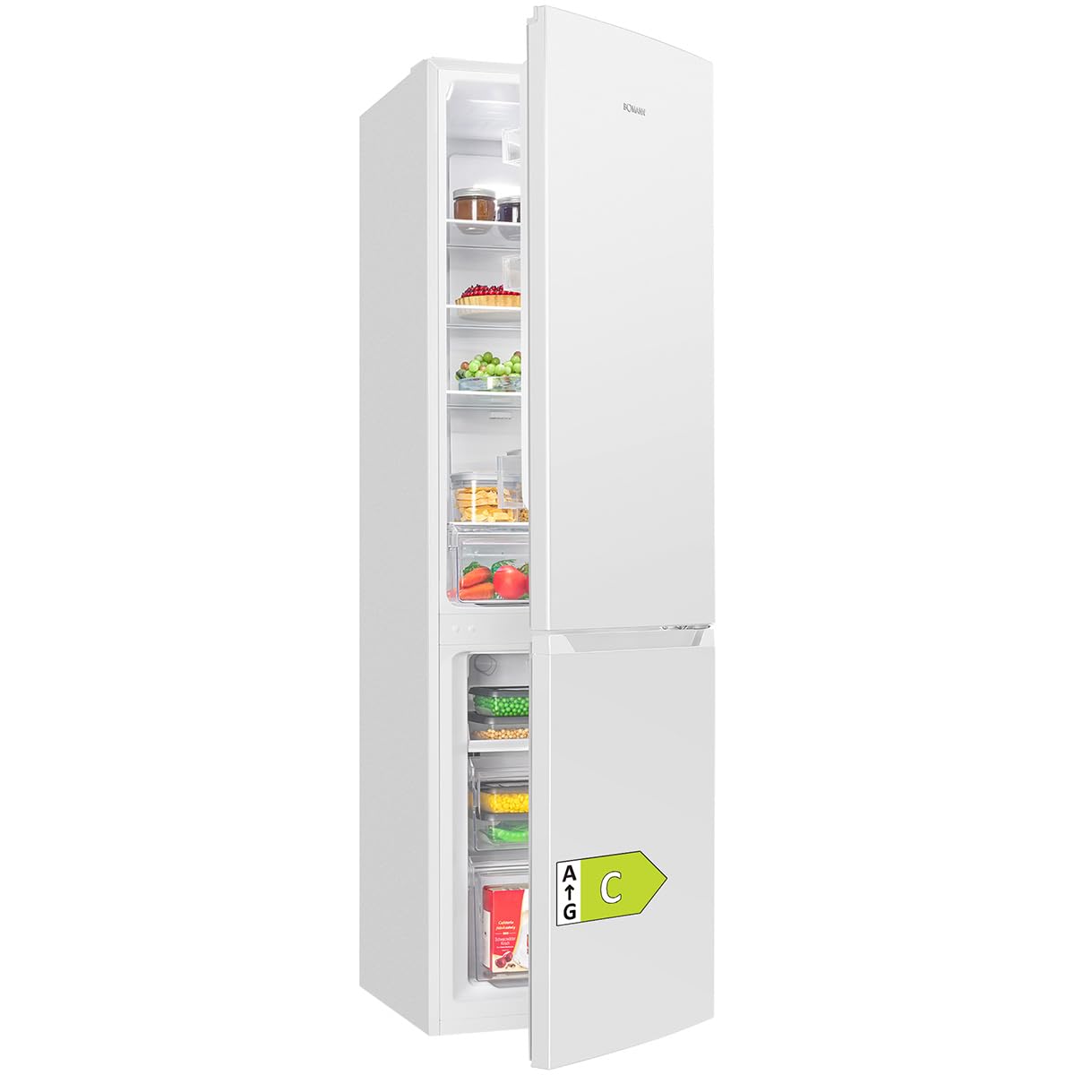 Bomann® Kühlschrank mit Gefrierfach | Energieklasse C | 181cm | NoFrost | 5 Jahre Kompressor-Garantie | Kühl Gefrierkombination No-Frost | Kühlgefrierkombination freistehend | KG 7370 weiß