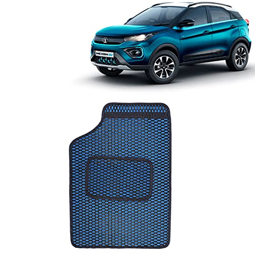 Image of Kingsway Dotted Design Car Floor Foot Mats Universal Fit for Tata Nexon EV, Model Year : 2020 Onwards, Water and Dustproof, Color Blue, Set of 5 Pieces
