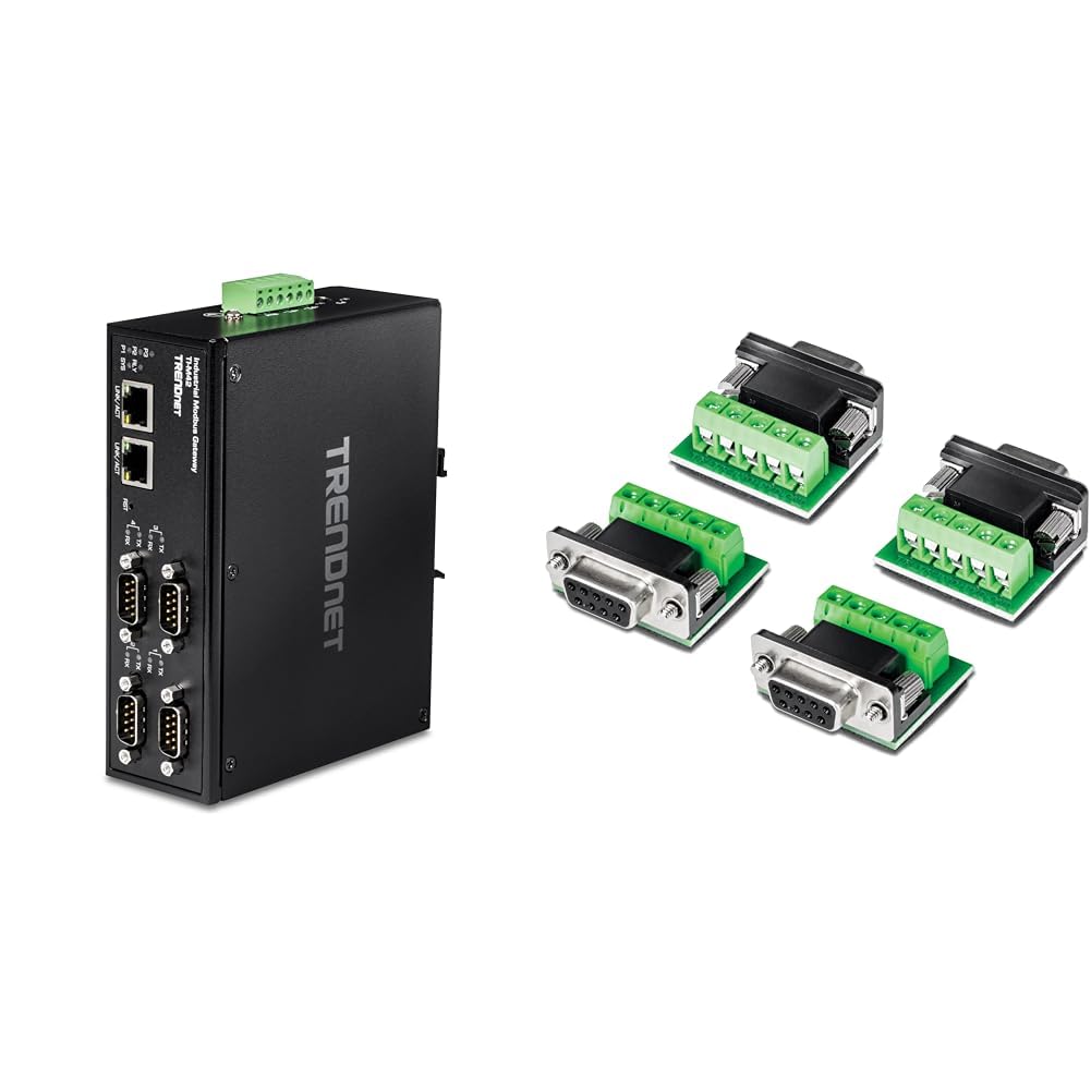 Bundle:TRENDnet 4-Port Fast Ethernet Industrial Modbus Gateway, TI-M42 + TRENDnet RS232 to RS422 RS485 Converter Adapter (4- Pack), Serial Port Data Converter, TI-S400