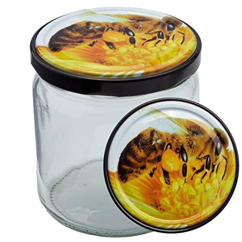 Imkado Twist-Off Honigglas mit Metalldeckel 500g | Biene | 1 Paket (96 Stk)