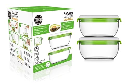 Image of FOSA Vacuum Seal Food Storage System Reusable Medium Containers, 2 pack, 600ml size (Vacuum Pump not Included)