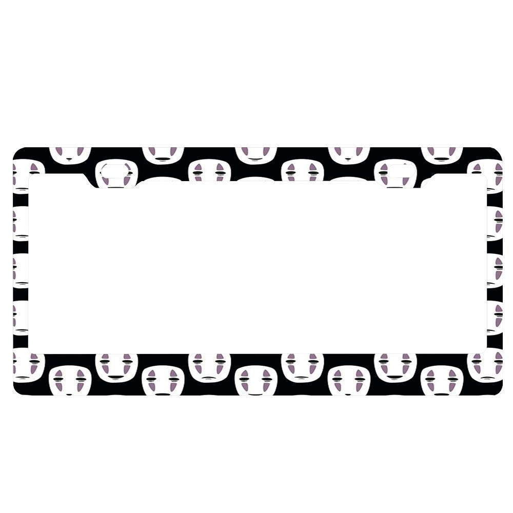 PANGERA Spirited Away Inspired Noface Pattern License Plate Frame Glitter Waterproof License Plate Covers Cute Car Tag Frame