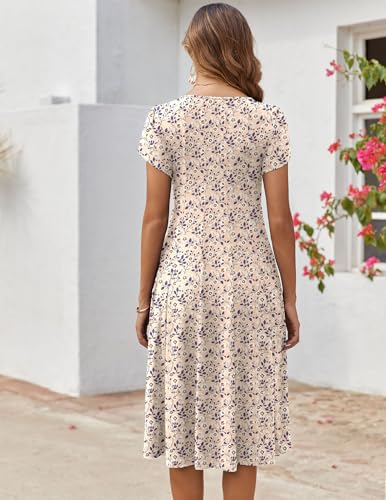 Image of ZEAGOO Womens Casual Dresses for Summer Short Sleeve Flare Midi Dress Loose Flowy Beach Sundress