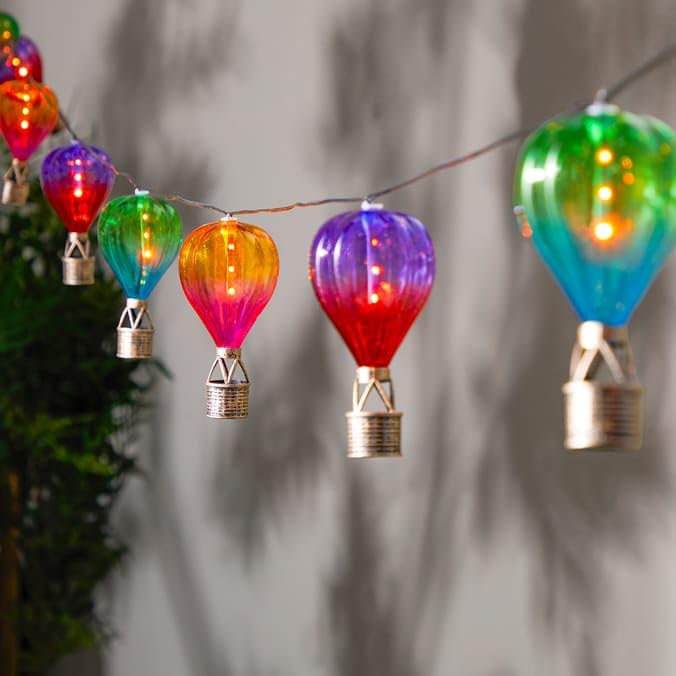 New Stunning Hot Air Balloon Solar Lights,Outdoor Garden Hanging LED Lights with Flickering Flame Effect, Rechargeable Solar Powered Decorative Lights for Patio, Balcony, Yard & Backyard Décor-G07