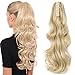 Produktbild Ponytail Extension Pferdeschwanz Haarteil Haarverlängerung Zopf Hair Piece Haar Voluminös Wavy wie Echthaar Gebleichtes Blond Gewellt-18"(45cm)-140g