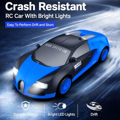 Image of Remote Control Car RC Drift Car 2.4GHz 1:24 Scale 4WD 15KM /H High Speed Model Vehicle with LED Lights Drifting Tire Racing Sport Toy Car for Adults Boys Girls Kids Gift