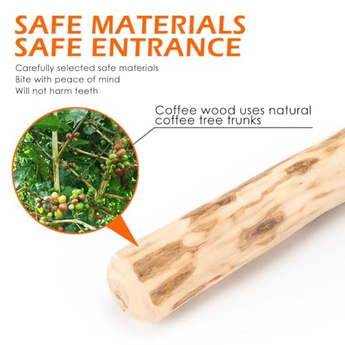 Hundekauspielzeug aus Holz, Kaffee-Holz, Hundekaustab für regelmäßiges Kauen, 100% natürliches Spielzeug sicher, Hundezahnreinigung & Stressabbau, Bio-Spielzeug geeignet für große Hunde und Welpen bis