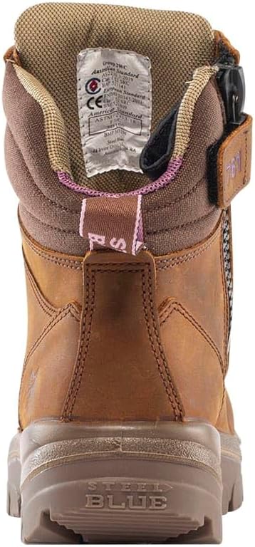 STEEL BLUE 100% COMFORT Southern Cross Zip Ladies 6-Inch Work Boot – ErgoDefender Steel Toe, Side Zip, TPU Outsole, Trisole Comfort, Antimicrobial Lining