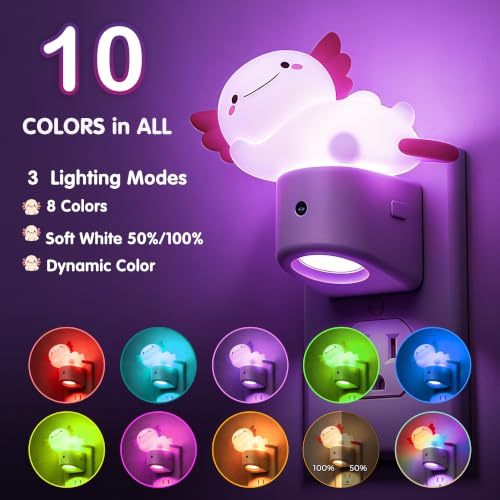 Image of L LOHAS LED Night Lights Plug into wall, 3D Axolotl Night Light for Kids