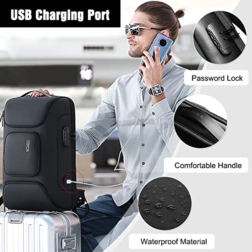 Anti-theft Backpack Business Laptop Handbag Travel Large Daypacks fits 15.6 Inch Laptop with USB Charging Port Computer Bag Bookbag for Women Men Waterproof Rucksack Black3