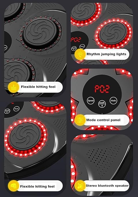 Image of Music Boxing Machine Home Wall Mounted Electronic Boxing Machine Black, Portable Smart Bluetooth LED Lights Musical Boxing Machine, Home Kids Adult Boxing Training, Stress Release