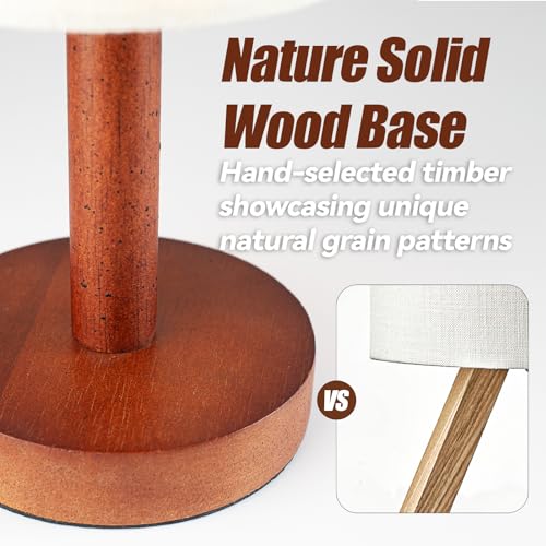 Lámpara de mesa pequeña para dormitorio con base de madera miniatura 6