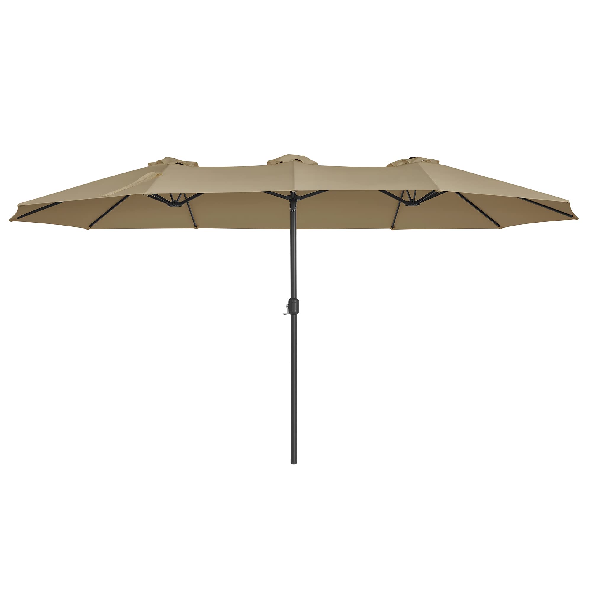 SONGMICS Ombrellone Doppio da Giardino, Parasole di 460 x 270 cm, Extra Grande, UPF50+, con Manovella, per Mercato Esterno Terrazzo, Base non Inclusa, Tortora GPU36BR