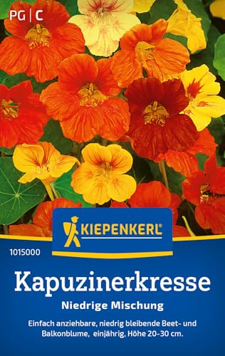Kiepenkerl Kapuzinerkressesamen Niedrige Mischung 1015000 - Blumensamen für Beet- und Balkonblumen mit einer Wuchshöhe von 20 bis 30 cm - Saatgut Pflanzen