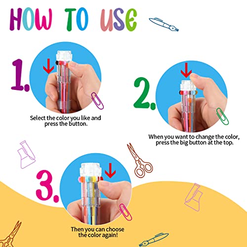 Zonon Multi-Color Shuttle Pens 10-In-1 Retractable Ballpoint Pen Transparent Barrel 0.7Mm Ballpoint Pen, Home Office School Supplies For Students Kids (3 Pieces) #TOP4