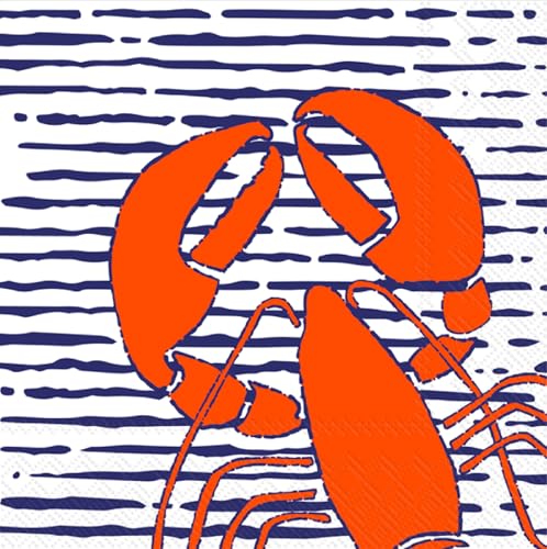 Serviettes de table motif homard Waterline en papier 3 plis haut de gamme pour buffet chic x40
