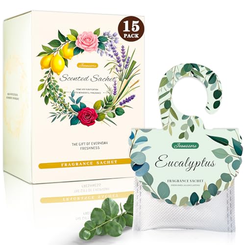 15 Packs Eucalyptus Scented Sachets Bag for Drawers and Closets, Air Freshener for Home Fragrance...