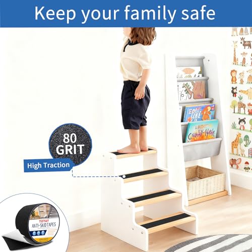 Image of Black Anti-Slip Stair Treads Tape,4 inch x35FT Heavy Duty PVC Non-Skid Grip Tape for Wooden Steps, Indoor /Outdoor Stairs, Pool Decks - Peel & Stick Waterproof Safety Traction