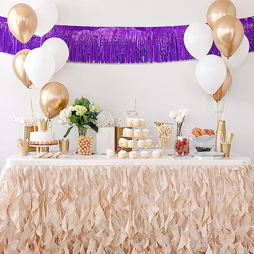 Image of 5 Pack 10 Feet Purple Fringe Garland Foil Fringe Garland Metallic Tinsel Streamers Fringe Backdrop Banner for Parade Floats Birthday Party Decorations Halloween Christmas Decoration (Purple)