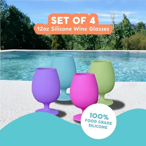 Unbreakable Silicone Wine Glasses | Set of 4 | BPA-Free | Bali Collection | Stemmed | 12oz - Image 3