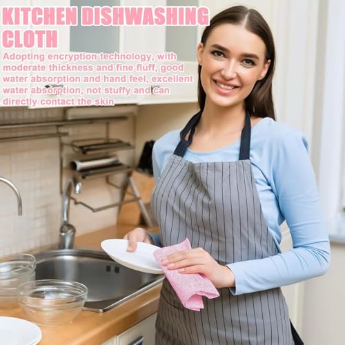 Image of Pink 4Roll Microfiber Cleaning Cloth 80Sheets 16000+Times Washable&Reusable 10X Cheaper Than Paper Kitchen Towel Soft&Highly Absorbent Tearable Lint-Free,Streak-Free MultipurposeUse for Home