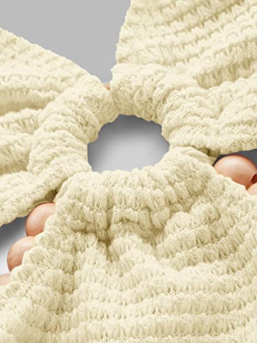 Verdusa Women's Casual Sleeveless Tie Backless Cut Out V Neck Bodycon Halter Mini Beach Boho Dress Beige M - Image 3