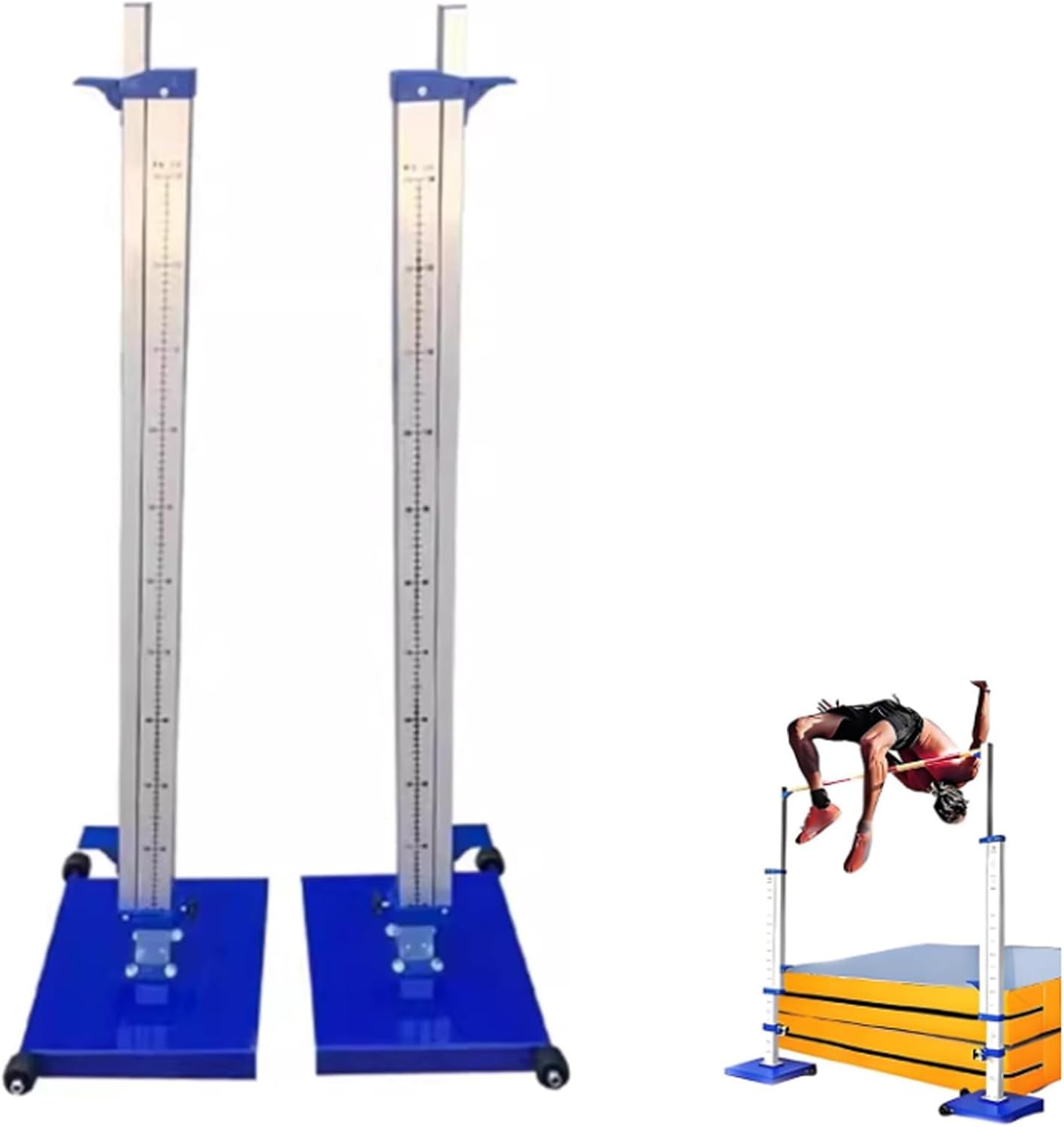 Portable Aluminum Track and Field High Jump Standards, Aluminum Track & Field High Jump Measuring Standard Adjustable High Jump Stands for Competition,Training,School Sports