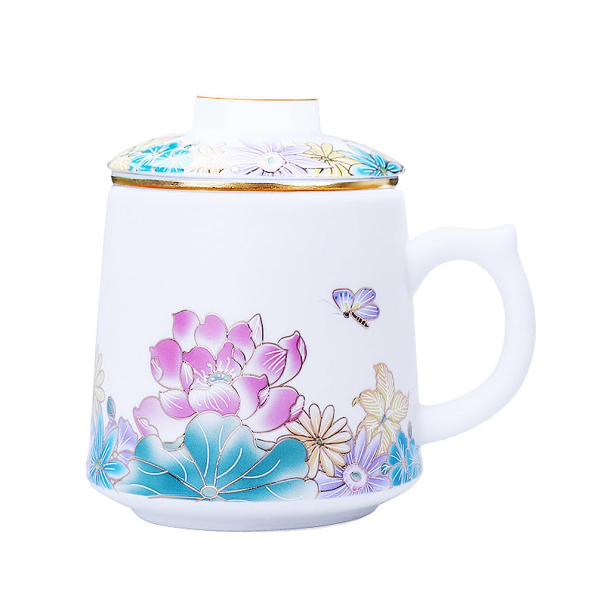 Taza de Cerámica con Filtro y Tapa para Té Resistente al Calor, Fácil de Limpiar, Multiusos Adecuado para Oficina y Hogar, Juego de 1 Set