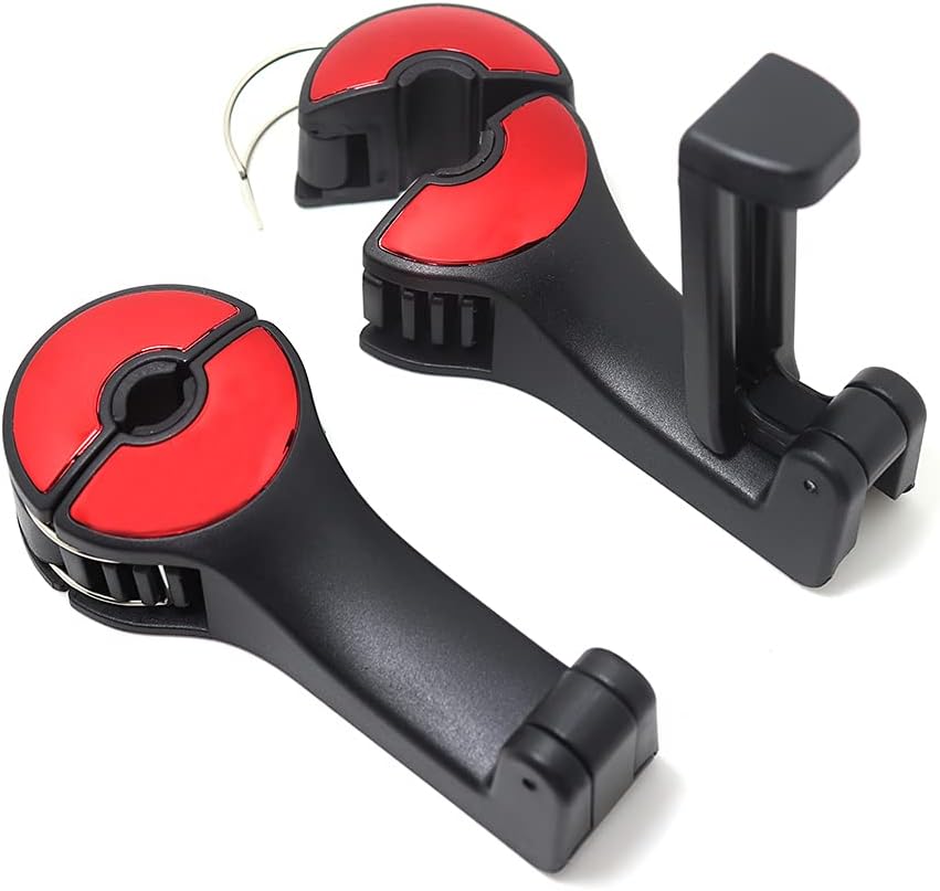 UDIKEFO Car Hooks, Car Seat Back Hooks with Phone Holder, Universal Multifunctional Car Vehicle Back Seat Headrest Mobile Phone Holder Hanger Holder Hook for Bag Purse Cloth Grocery-(Set of 2)