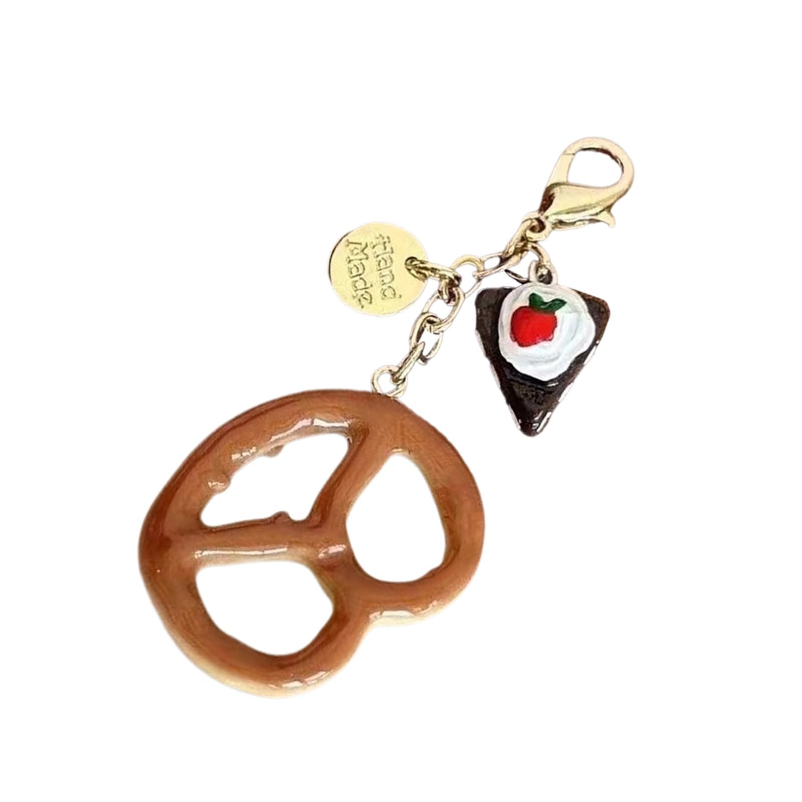 Limtula Realistic Chocolate Pretzel Bread Coin Purse Keychain Accessory Bag Pendant for Fashionable Adults and Students Bag Charm