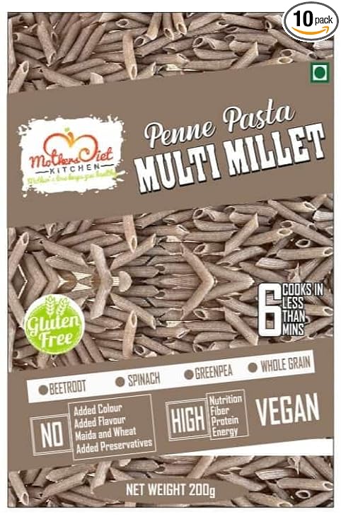 Gluten Free Multi Millet Penne Pasta 200g | No Maida No Sooji | Power of Millets I Bajra Jowar Ragi I