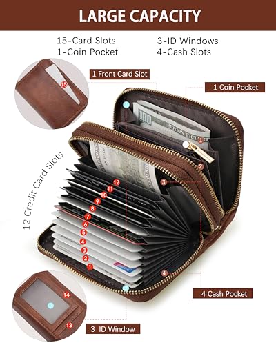 Image of Credit Card Holder for Women,Accordion Wallet with wristlet