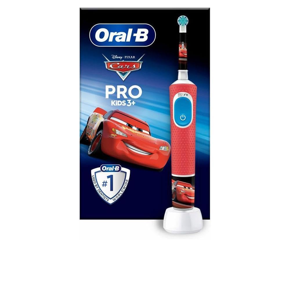 Oral-B Pro Kids Cars Electric Toothbrush for Children from 3 Years, Includes Sensitiv+ Mode for Dental Care, Extra Soft Bristles, 1 Replacement Brush, 4 Stickers, Red/Blue