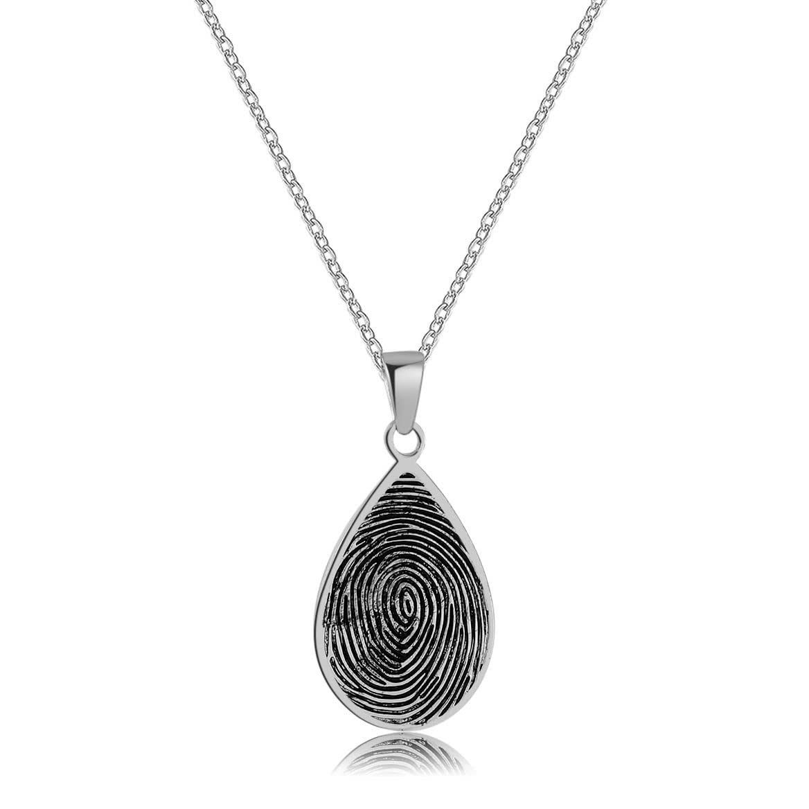 Memorita Personalized Fingerprint Necklace Custom Engraved Actual Fingerprint Memorial Thumb Print Necklace Personalized Jewelry Gift for Wife Mom