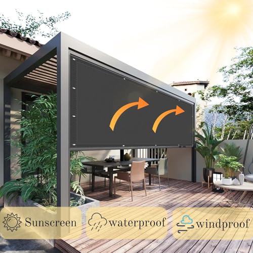 Voile d'ombrage imperméable 4x4m gris foncé pour terrasse - 4