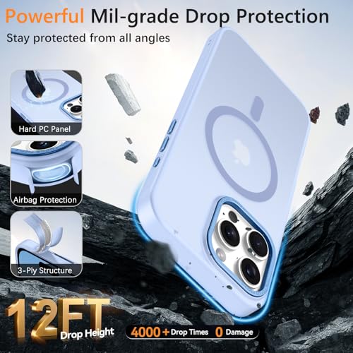 Image of YINLAI for iPhone 16 Pro Max Case 6.9-inch,Magnetic Compatible with MagSafe, Slim Matte Anti-Fingerprint, Shockproof Full Body Military Grade Protection for iPhone 16 Pro Max Cover, Light Blue