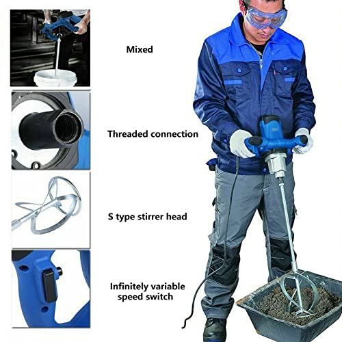 Electric Concrete Cement Mixer, 2600W Mortar Adhesive Mixer, Paint Mixer, Plaster Mixer, Grout Mixer | M14 Adjustable Spiral Rod | 6 Speeds Control | Agitator Ø 4.8 x 7.5 Inch | Ideal for Mixing Glue - Image 5
