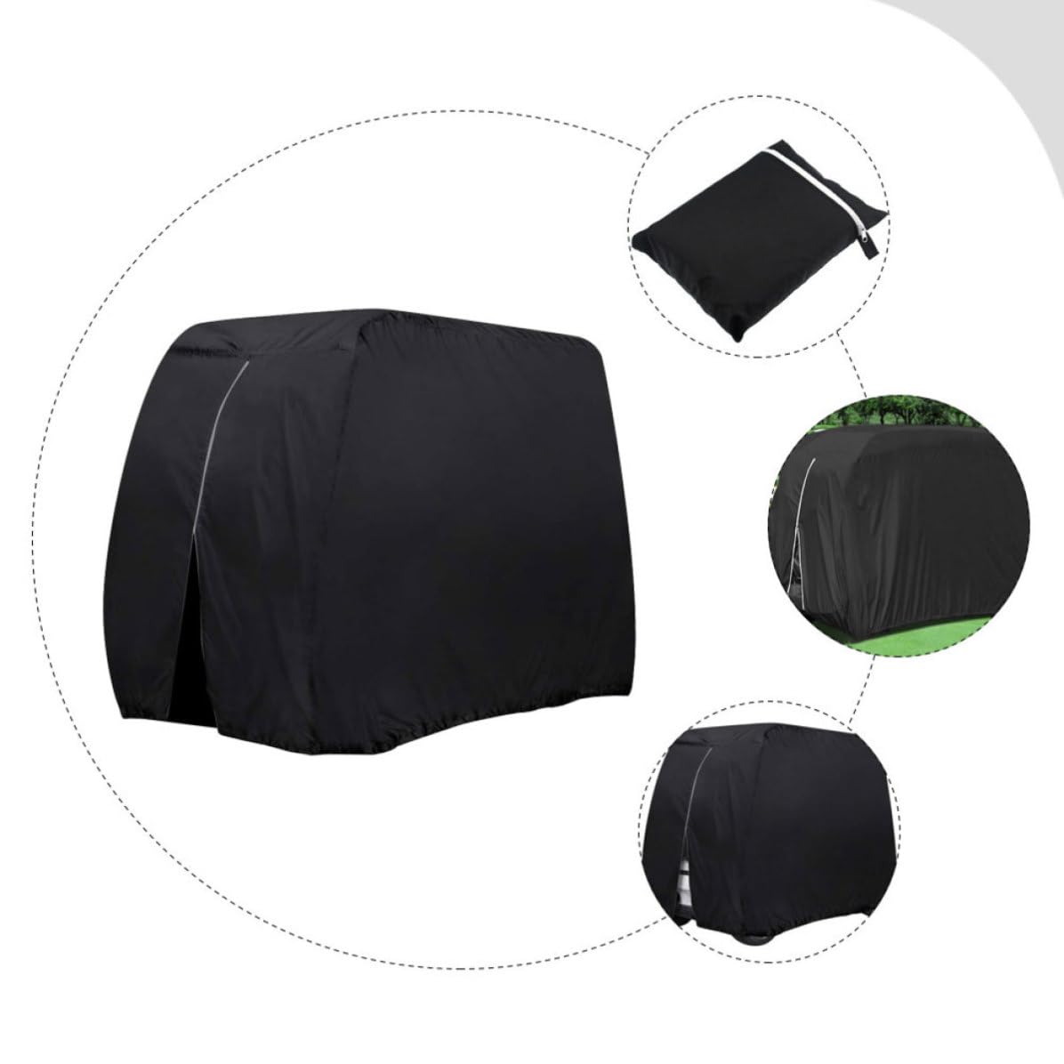 GLEAVI Copertura 275x122x168 e Pratica Golf Oxford per Carrello Nero Comoda, Protezione Contro Polvere e Sole Dimensioni Cm per Uso Esterno