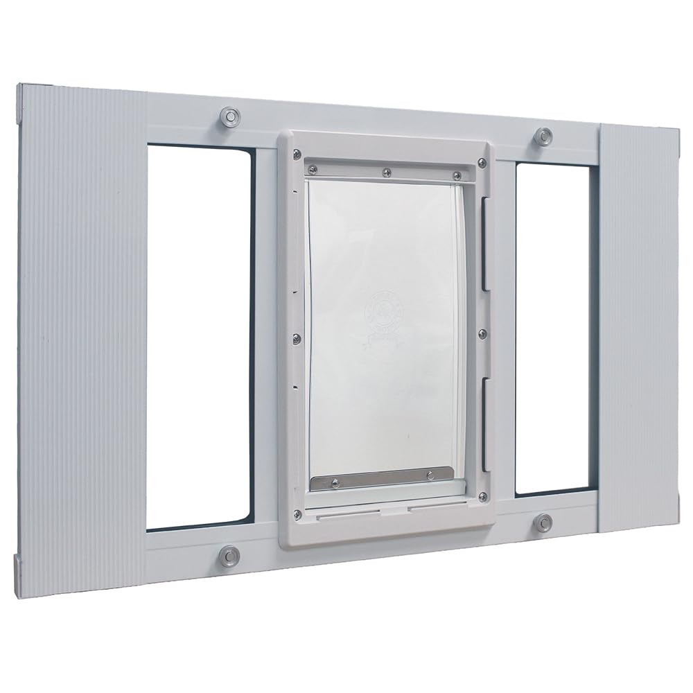Ideal Pet Products Aluminum Sash Window Pet Door, Adjustable to Fit Window Widths from 27" to 32", Medium 7” x 11-1/4” Flap Size