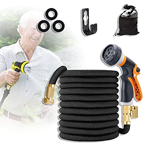 Flexible Hose 8 Function Tool Set Retractable Hose with Brass Adapter Multifunctional Garden Hose for Gardening and Cleaning (75ft) (75ft)