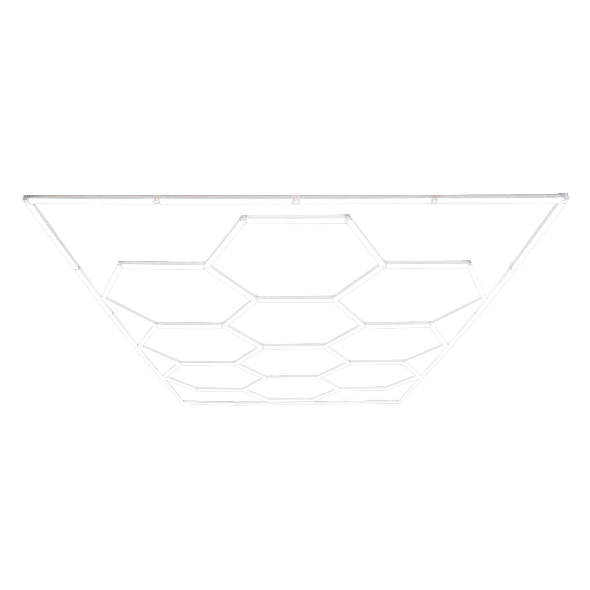 Lot de 10 Plafonnier LED Hexagonale & Bordures 2 x 5 Cadres Modulaires Blanc 120 Lumens 6500K 3 Choix de Montage & Kit Pour Plafond Suspendu Garage Atelier Showroom Salle de Sport