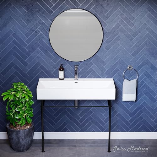 Image of Swiss Madison Well Made Forever SM-CS734, Claire 40 inch Ceramic Console Sink In Glossy White Basin