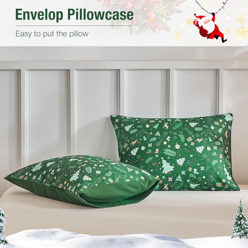 Image of Lekesky Christmas Duvet Cover King Size 3-Piece, Green Tree