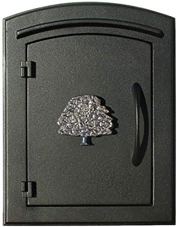 12 in. Manchester Security Drop Chute Mailbox with Decorative Oak Tree Logo Faceplate in Black