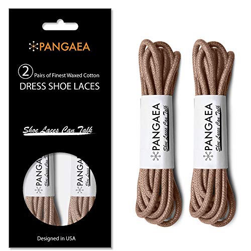 Image of [4 Laces] 2-Pair Pack Waxed Round Oxford Shoe Laces for Dress Shoes Chukka 3 /32Inch Thin