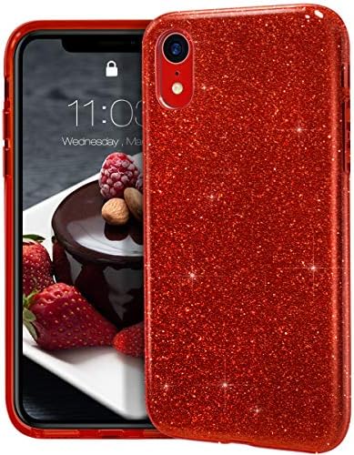 MATEPROX iPhone XR case,Bling Sparkle Cute Girls Women Protective Case for iPhone XR 6.1"(Red)